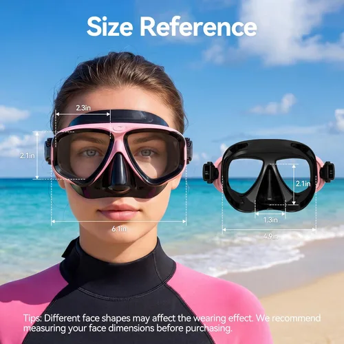 Vista 2 de COPOZZ Máscara de buceo juvenil, bajo volumen, sin empañamiento, esnórquel, buceo, gafas de buceo, máscara de vidrio templado, gafas de buceo sin