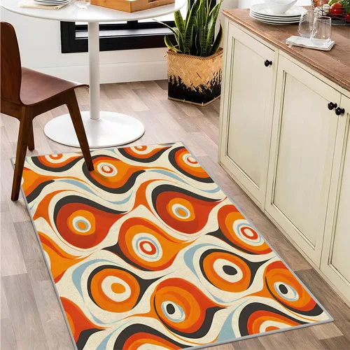 Vista 9 de Alfombra retro con flores, alfombra vintage de 2 x 3 pies, lavable antideslizante, para interiores, para entrada, entrada, cocina, mesita de noche