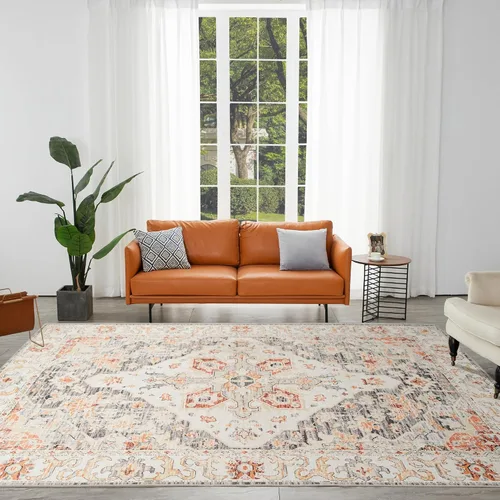 Vista 46 de Auemtyn Alfombra de área de 8 x 10 pies para sala de estar, alfombra lavable con parte trasera antideslizante, alfombra de pelo bajo para gris