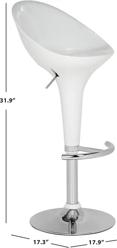 Vista 2 de Safavieh Home Collection Zorab Taburete de bar giratorio ajustable blanco con elevación de gas de 23.6-32.5 pulgadas