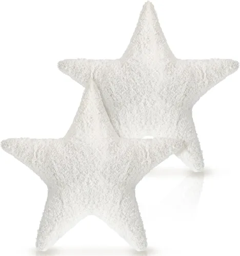 Vista 2 de Yuntau 2 almohadas con forma de estrella de mar de 11.8 pulgadas, cojines de felpa abrazables, decoración de habitación para cumpleaños, dormitorio