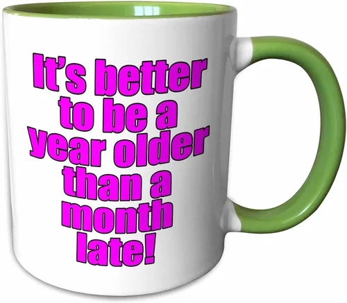 Vista 8 de 3dRose evadane – Funny Quotes – Su Mejor A Ser Un Año Más un mes Late, Pink – Tazas, Negro/Blanco