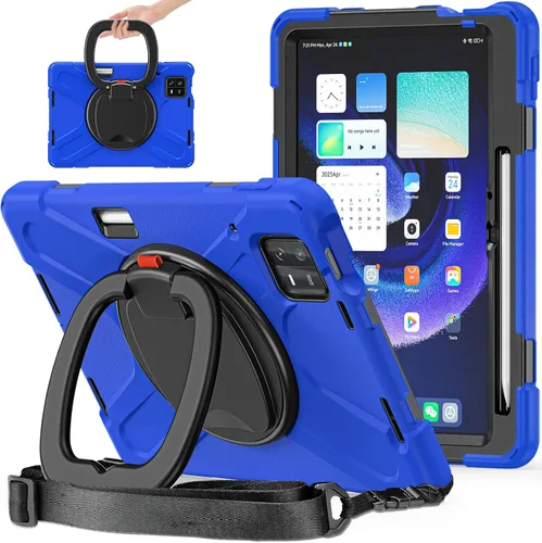 Vista 18 de Funda para Xiaomi Mi Pad 6/Mi Pad 6 Pro, funda resistente a prueba de golpes de 11 pulgadas, soporte giratorio 360, correa de mano, correa de rosado