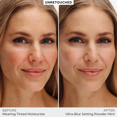 Vista 4 de Laura Mercier Polvo fijador translúcido suelto sin talco, ultra difuminado, desgaste hidratante de 16 horas, acabado natural, infusión de ácido