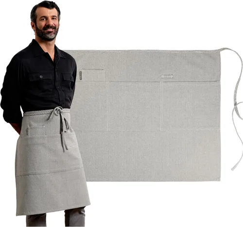 Vista 10 de MEEMA Bistro Medio Delantal para Hombre y Mujer Medio Delantal para Mujer con Bolsillos Delantales Para Meseros Delantales de camarera