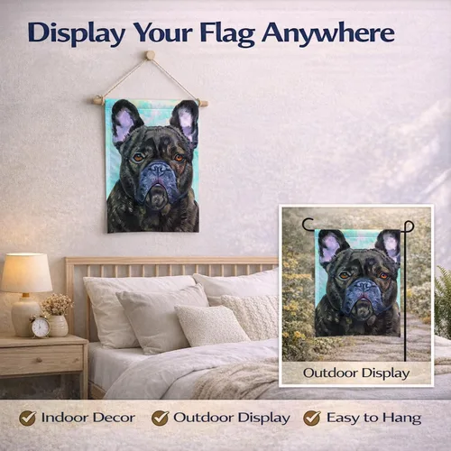 Vista 6 de Caroline's Treasures 7380GF - Bandera decorativa de bulldog francés con texto en inglés "Lookin at You" para jardín exterior, patio, parterres