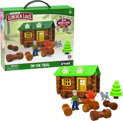 Vista 5 de Lincoln Logs - Juego de construcción en la ruta - 59 piezas - Troncos de madera real - Edades 3+