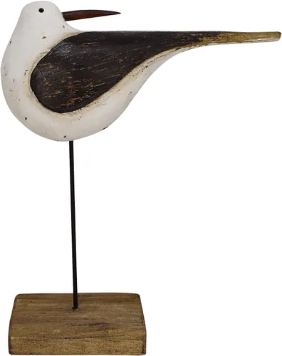Vista 15 de Estatua de pájaro marino de madera, gaviota en el soporte, escultura náutica de aves costeras, para interiores y exteriores, figura de animales