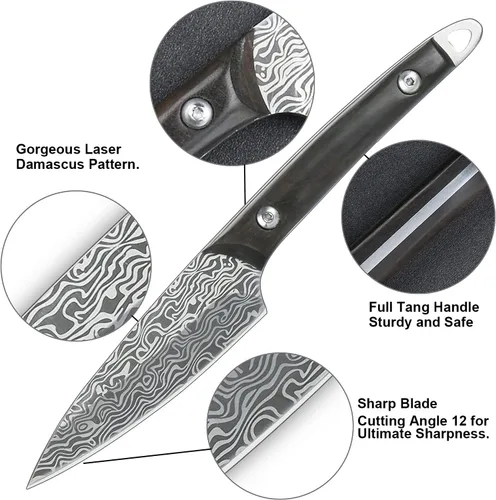 Vista 9 de WILDMOK Cuchillo de frutas Cuchillos de acero inoxidable 3.3 pulgadas Cuchillo utilitario de corte de frutas y verduras Cuchillo de cocina