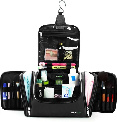Vista 3 de Bolso Lavievert para artículos de tocador, gran capacidad, Negro