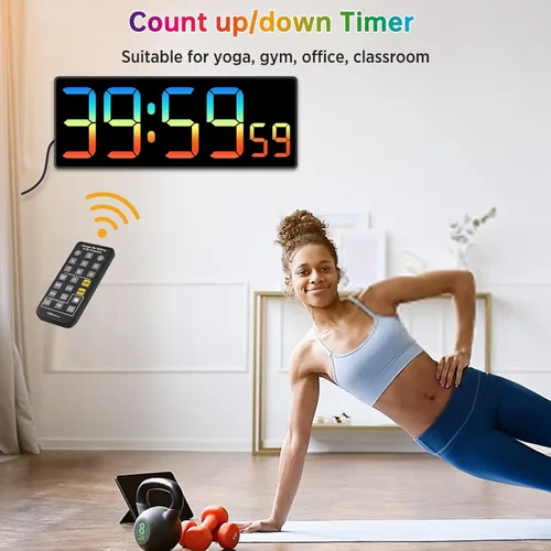 Vista 4 de Soobest - Reloj de pared digital con temporizador de cuenta regresiva remoto, temporizador eléctrico de segundos para gimnasio, sala de estar