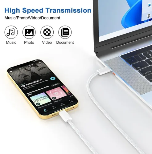 Vista 6 de Cargador para iPhone 17 de carga rápida, cargador rápido USB C y cable tejido USBC a C de 3 pies tipo C para Apple iPhone 17e/17/17 Pro Max/17