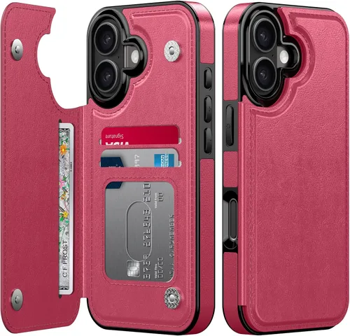 Vista 188 de FUNMIKO Funda tipo cartera para iPhone 15 con tarjetero + clip para efectivo, bloqueo RFID, protección contra caídas de grado militar y obras