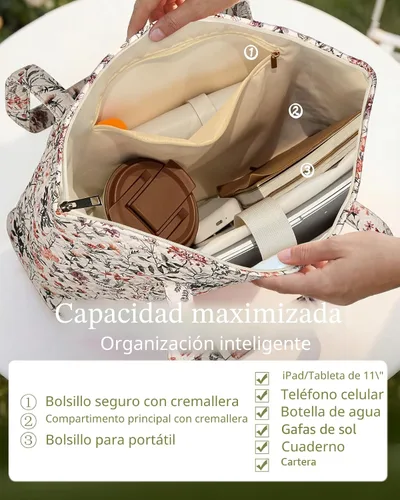 Vista 4 de Miss Adola Bolso de hombro acolchado con cremallera para mujer Floral rosa