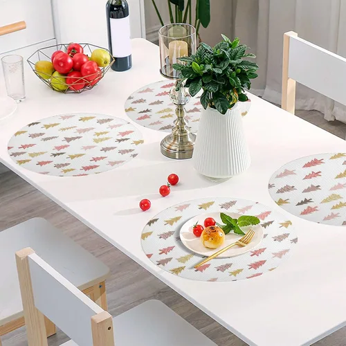 Vista 6 de Christmas Trees White Table Place Mats, Heat Resistant Non Slip Dinner Placemats Round for Kitchen one sizex6