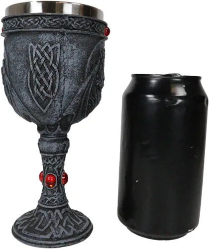 Vista 3 de Ebros Ancient Celtic Knotwork Double Dragons Protecting Blood Vial Copa de vino Copa de cáliz de 6 onzas Gótico Calabozos y Dragones Elixir medieval