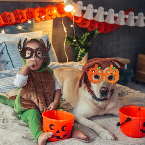 Vista 5 de CCINEE 6 marcos de gafas de Halloween, fantasma, calabaza, murciélago, disfraces, gafas para niños, suministros de fiesta de Halloween