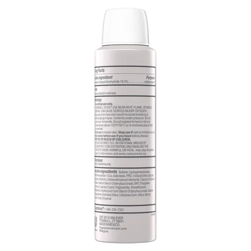 Vista 3 de Degree Spray seco para protección contra el sudor y el olor de 96 horas Fresh Cotton 5X protección 3.8oz