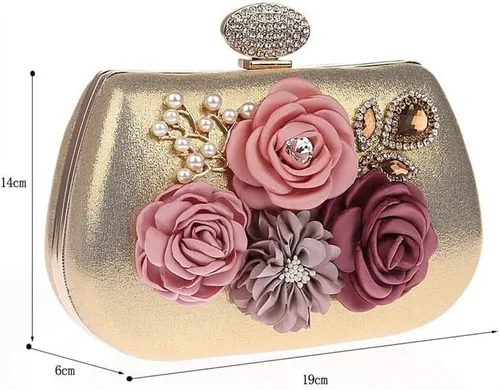 Vista 2 de Bolso de mano para mujer bolso de noche bolso de boda banquete fiesta bolso de mano dorado color A talla única talla única