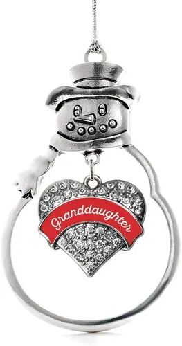 Vista 252 de Inspired Silver - Big Sis - Adorno de Navidad plateado - Adorno de árbol de Navidad con dije de corazón con circonita cúbica - Decoración colgante
