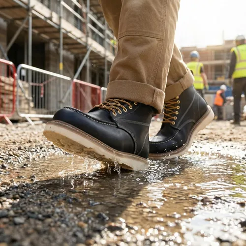 Vista 3 de SUREWAY Botas de trabajo con puntera tipo mocasín de 6 pulgadas para hombre Puntera Suave Negro