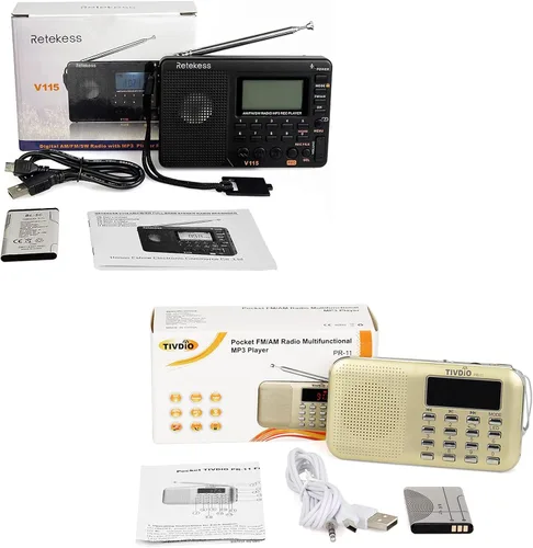 Vista 9 de Retekess Radio digital V115 AM FM, radios portátiles de onda corta, Retekess PR11 AM FM Radio portátil, radios transistores recargables compatibles
