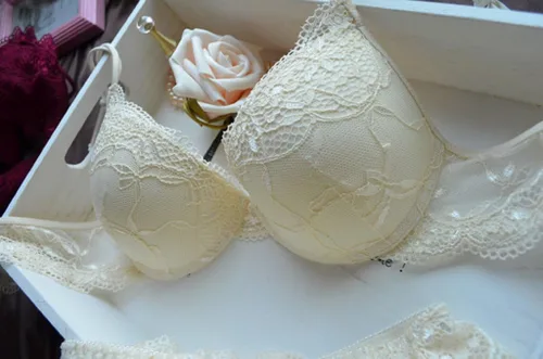 Vista 3 de Nanier Conjunto de sujetador push up de encaje sólido para mujer