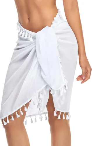 Vista 7 de Holipick Conjunto de bikini de 3 piezas para mujer, traje de baño halter y bikini sarong triángulo con salida de baño