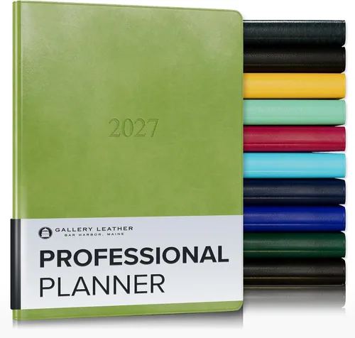 Vista 28 de Gallery Leather Professional Weekly Monthly Planner 2027, Elegantly Bound Calendar Planner and Notebook with Stylish Gold-Gilded Page Edges, 12