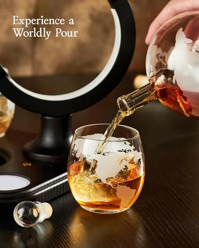 Vista 7 de Regalos para hombres y papá, juego de decantadores de whisky Kollea con iluminación única de globo y 7 colores RGB, regalo divertido de Navidad