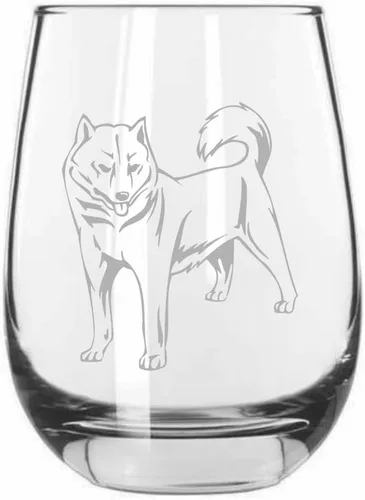 Vista 535 de Shar Pei (chino) - Vaso de vino sin tallo grabado para perro, 15.25 onzas