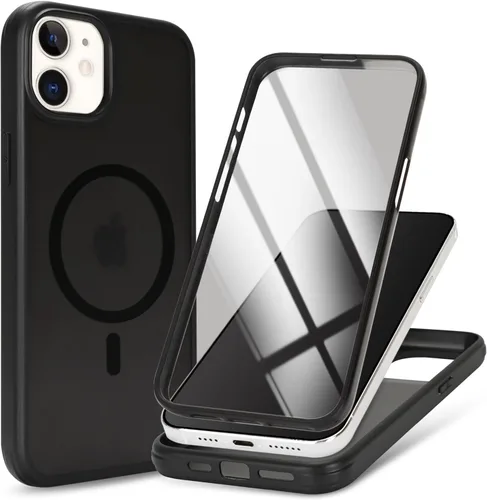 Vista 23 de Funda magnética para iPhone 12 mini con protector de pantalla integrado, compatible con MagSafe, para Apple 12 Mini, fundas de cuerpo completo
