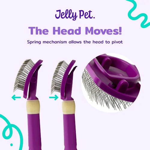 Vista 3 de JELLY PET Cepillo giratorio deslizante, la cabeza del cepillo se mueve, suave pin slicker, protege la piel, evita la irritación, el cepillado sin