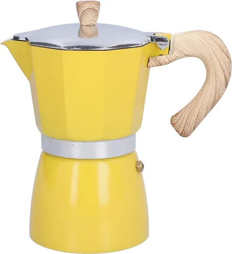 Vista 10 de Cafetera clásica para estufa de gas, cafetera Moka de 10.5 onzas líquidas, con mango ergonómico, preparación rápida, excelente aleación de aluminio