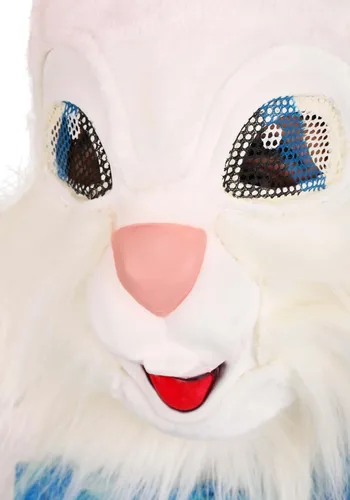 Vista 7 de Disfraz de conejo de Pascua para adultos grandes y altos, traje de mascota de conejo de 6 piezas, máscara, chaleco, pajarita, fundas para zapatos