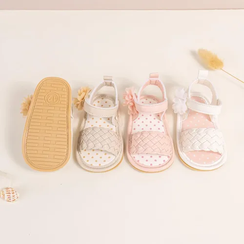 Vista 43 de Meckior Sandalias de verano con punta abierta y suave de piel sintética para bebés y niñas pequeñas