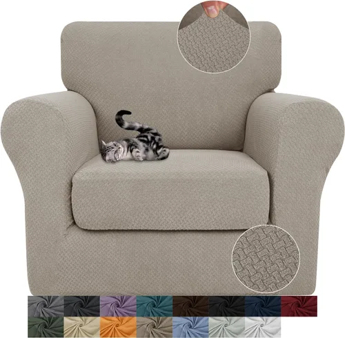 Vista 57 de JIVINER Fundas de sofá de 3 piezas para sofá de 2 cojines, funda elástica para sofá con 2 fundas de cojín de asiento extra grandes, fundas de sofá