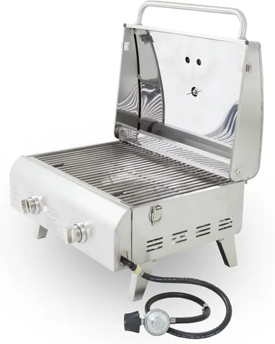 Vista 3 de Parrilla Pit Boss con 2 hornillas portátil LP de acero inoxidable, Acero inoxidable