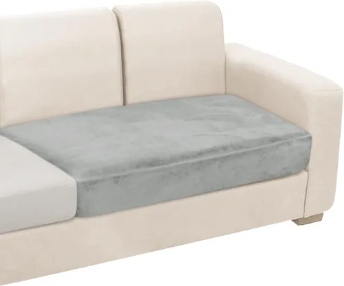 Vista 64 de NAISI Fundas de cojín de sofá de terciopelo elásticas de 1 pieza, fundas de asiento de sofá o respaldo, fundas suaves individuales para sofá Beige