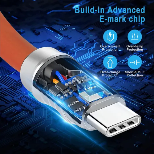 Vista 2 de WLGQ Geek - Cable de carga universal USB C a C de estilo industrial hecho a mano, material de silicona líquida agradable a la piel, cable de carga