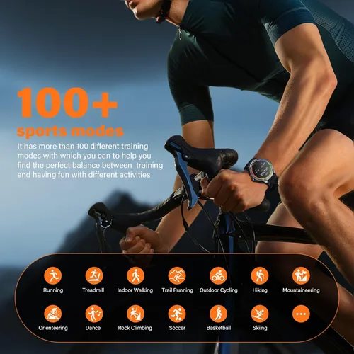 Vista 5 de Relojes inteligentes para hombre para responder/hacer llamadas, reloj AMOLED de fitness de 1.43 pulgadas con monitor de presión arterial/frecuencia