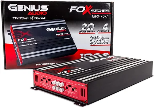 Vista 6 de Genius Audio GFX-75X4 Amplificador de coche de rango completo multicanal 1800 vatios Clase máxima AB 2 ohmios estable con sistema de protección