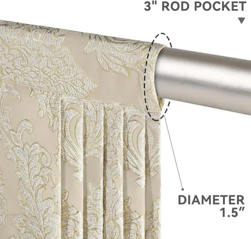 Vista 5 de Loom and Mill Cenefa de cascada de lujo de jacquard para sala de estar, elegantes cenefas de ventana con festones y cuentas damascadas, cortinas