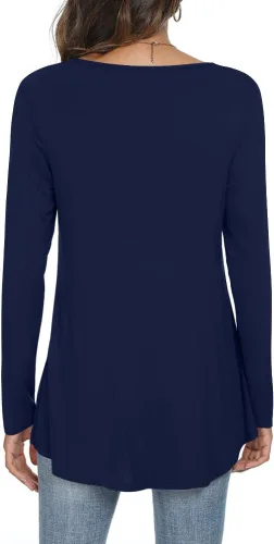 Vista 3 de LONGYUAN 2023 - Blusa de manga larga para mujer, estilo casual, holgada, holgada, cómoda, elástica, linda