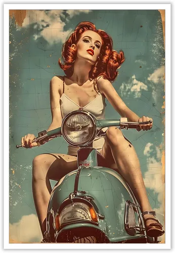 Vista 26 de Póster vintage de la niña piloto sexy de los años 50, arte de pared, arte retro de mediados de siglo, nostalgia estética, impresiones estéticas