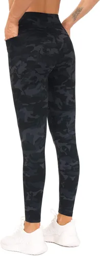 Vista 3 de The GYM People - Leggings de entrenamiento con control de abdomen y bolsillos, pantalones de yoga atléticos de cintura alta para mujeres que corren