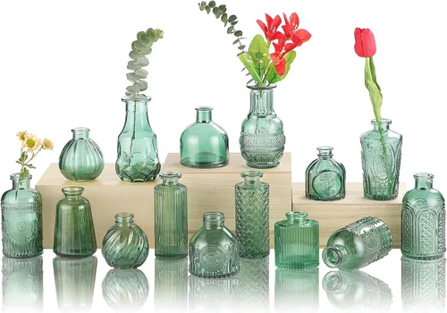 Vista 29 de Jarrones de Vidrio para Capullos en Juego a Granel de 30 Piezas, Pequeños Jarrones de Vidrio para Flores como Centros de Mesa de Boda para Mesas