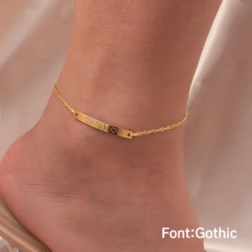 Vista 2 de Customized Name Bar Anklet 16K Plated Gold Rose Gold Silver Valentine's Day Wedding Chrisams Bridemaids Gift Personalized gift