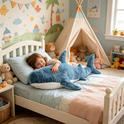 Vista 2 de Djungelskog Peluche de Tiburón de 100cm/39 pulgadas, Animal de Peluche Tiburón Gigante - Regalo Ideal para Niños, Niñas y Novias - ¡Súper Suave