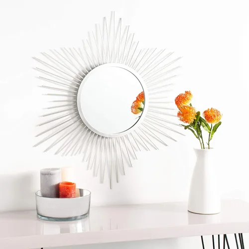 Vista 2 de SAFAVIEH Home River Silver Sunburst - Espejo decorativo de 36 pulgadas